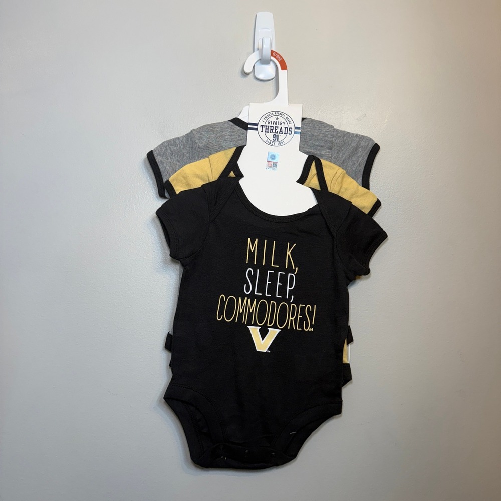 Rivalry Threads Vanderbilt Commodores 3 Pack Infant Bodysuits 6-9M NWT